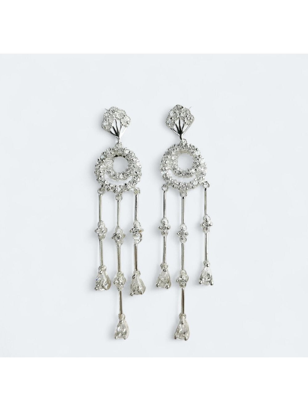 White Sapphire chandelier earrings In Sterling Silver 🆕